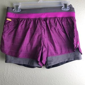 Lole Purple Gray Layered Running Shorts Size S